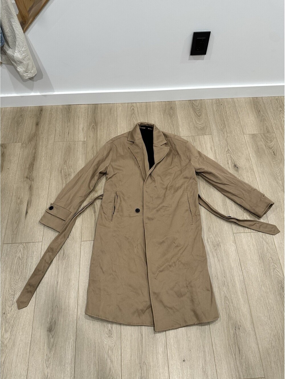 AllSaints Men's Beige Coat "Reynolds Trench Twill Size XS
